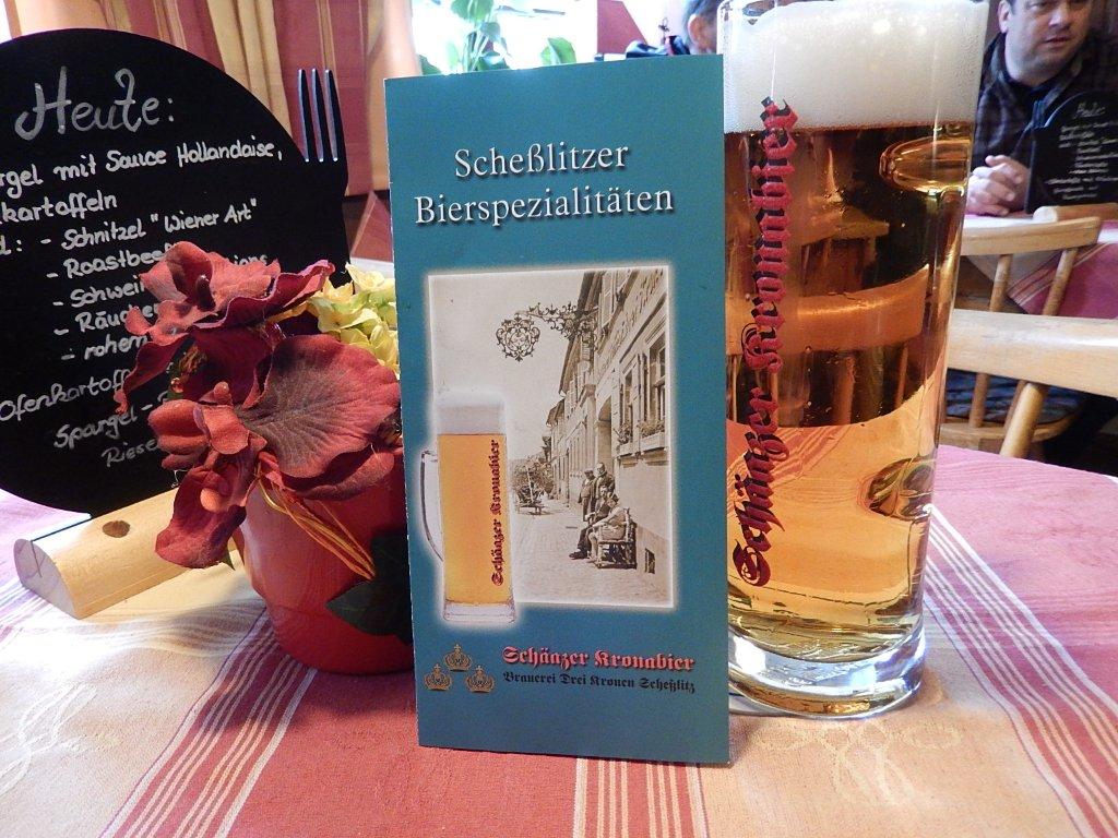Brauereigaststätten gibt es im Bamberger Land viele, hier die Scheßlitzer Gaststätte Schmitt.